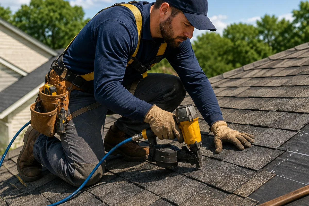 Residential roof repair work